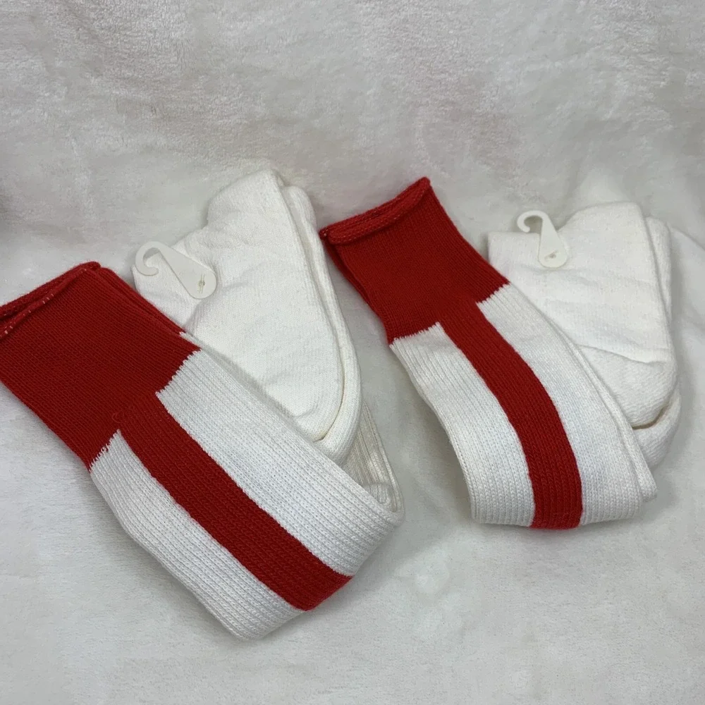 Lot Of 2 New Twin City Baseball Softball 2N1 Red White Stirrup Socks Size 10-11